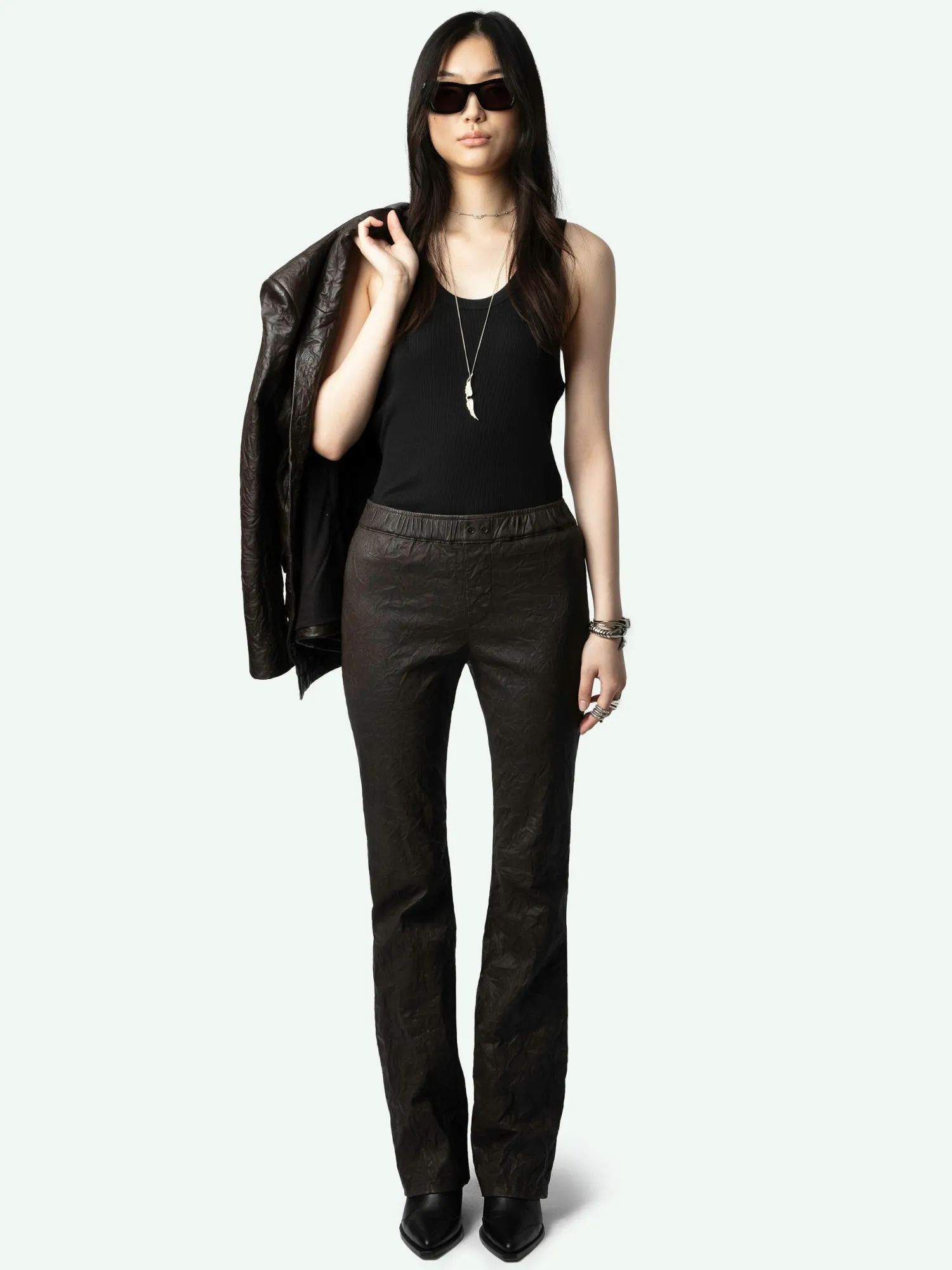 Pauline Crinkled Leather PantsNEW>Zadig & Voltaire Discount